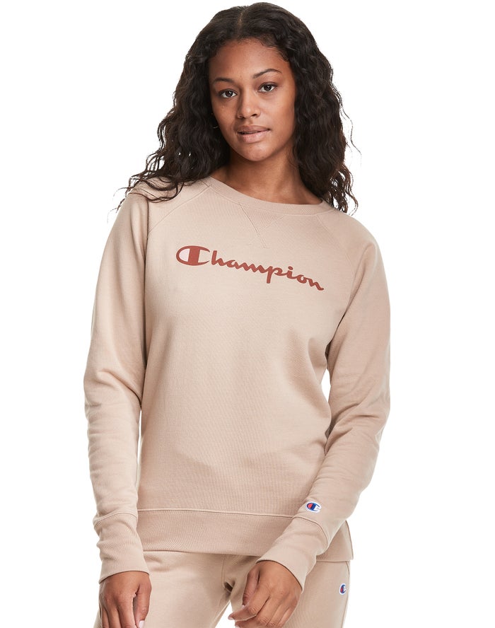 Sudadera Champion Mujer - Powerblend Fleece Classic Crew Script Logo ( Kaki ) 2083651-VC